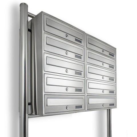 Lokatorska Skrzynka na listy do mieszkań 2x5 wrzutów stal inox nierdzewna Lokatorska Skrzynka na listy do mieszkań 2x5 wrzutów stal inox nierdzewna