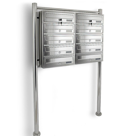 Lokatorska Skrzynka na listy do mieszkań 2x5 wrzutów stal inox nierdzewna Lokatorska Skrzynka na listy do mieszkań 2x5 wrzutów stal inox nierdzewna