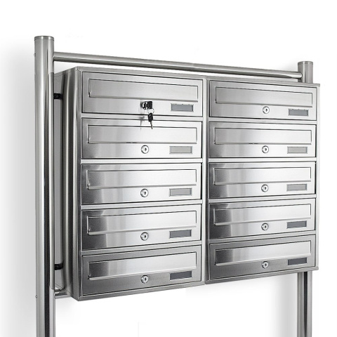 Lokatorska Skrzynka na listy do mieszkań 2x5 wrzutów stal inox nierdzewna Lokatorska Skrzynka na listy do mieszkań 2x5 wrzutów stal inox nierdzewna