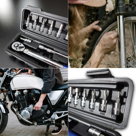 Zestaw Kluczy Klucz dynanometryczny 15 elementów 1/4" 2-24Nm Motocyklowy Klucz Zestaw Kluczy Klucz dynanometryczny 15 elementów 1/4" 2-24Nm Motocyklowy Klucz