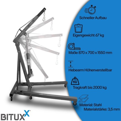 HYDRAULICZNY ŻURAW WARSZTATOWY UDŹWIG DO 2 TON PODNOŚNIK SKŁADANY BITUXX HYDRAULICZNY ŻURAW WARSZTATOWY UDŹWIG DO 2 TON PODNOŚNIK SKŁADANY BITUXX